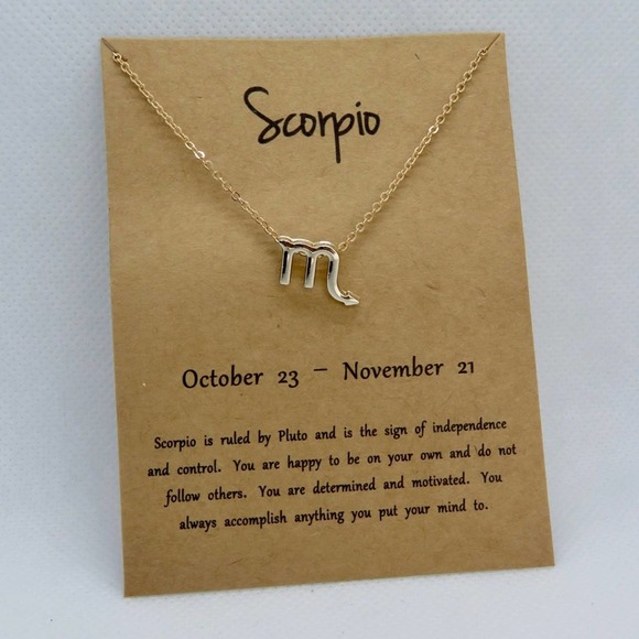Scorpio Pendant Necklace Gold Horoscope Zodiac Necklace - Picture 2 of 7